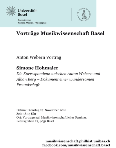 Flyer: Webern-Vortrag Hohmaier HS 2018