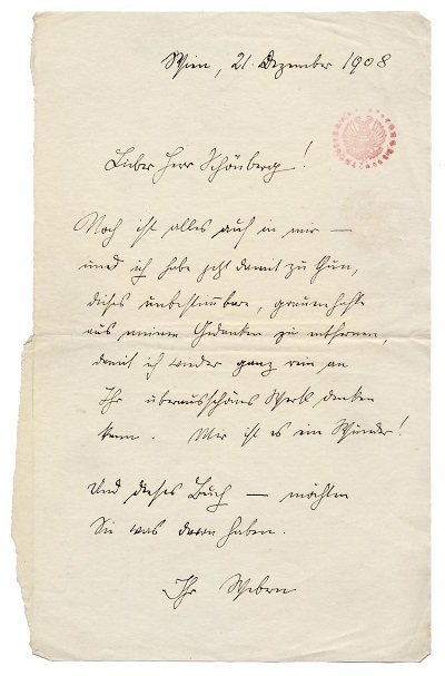 Webern: Brief an Schönberg 1908