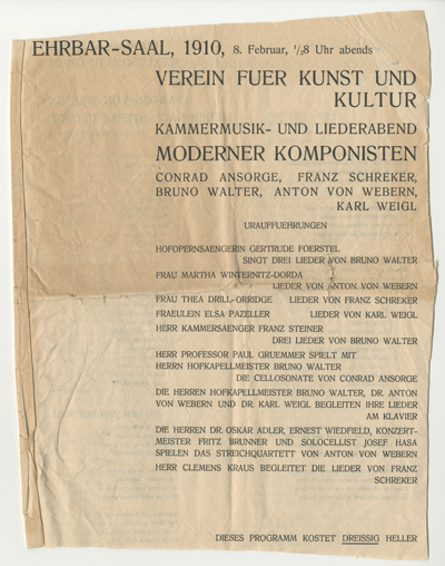 Programm: Verein für Kunst und Kultur Wien 1910